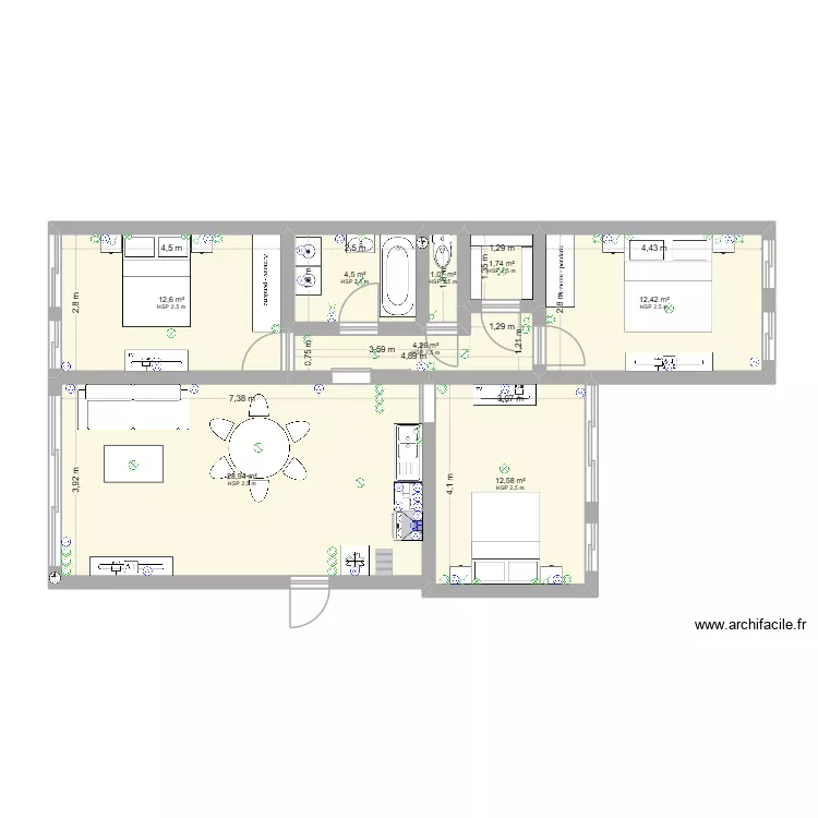 Apt Metz RDC Plan B. Plan de 8  et 78 m²