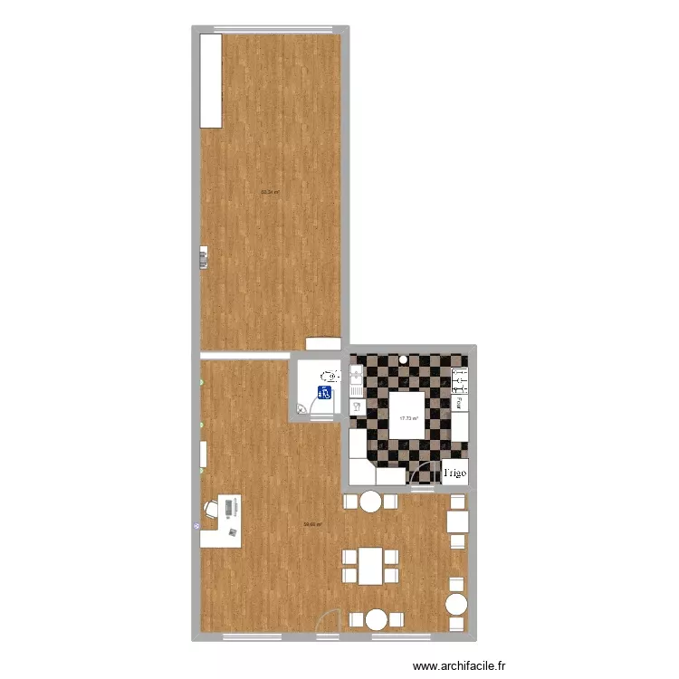 librairie tournesol. Plan de 3 Pièces et 128 m²
