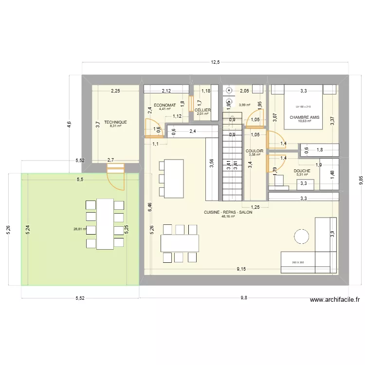 Gasser-Siggen (104). Plan de 9  et 115 m²