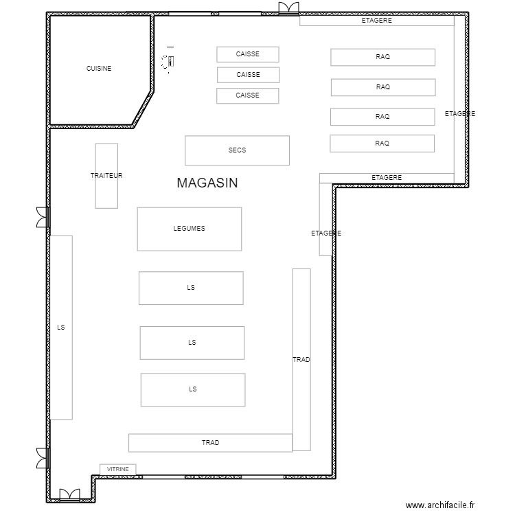 Villenave magasin. Plan de 2 pièces et 767 m2