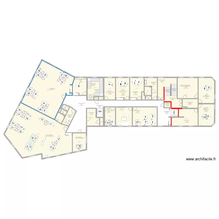 VIENNE : Projet R+2 - 2nd version modifs dimensions bureaux. Plan de 