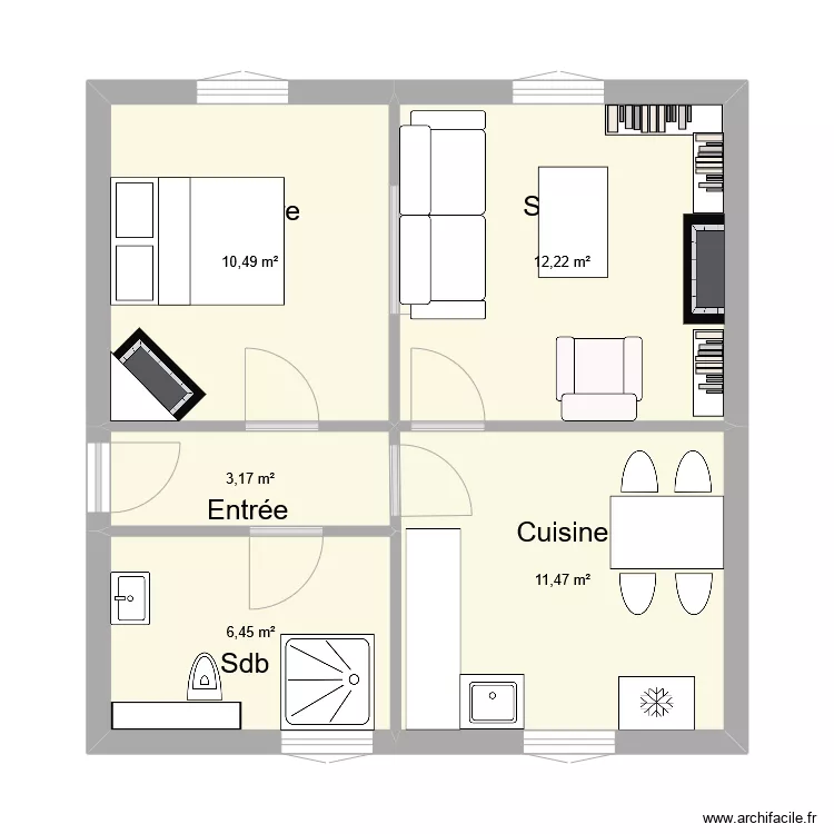 Appart Pauline V0. Plan de 