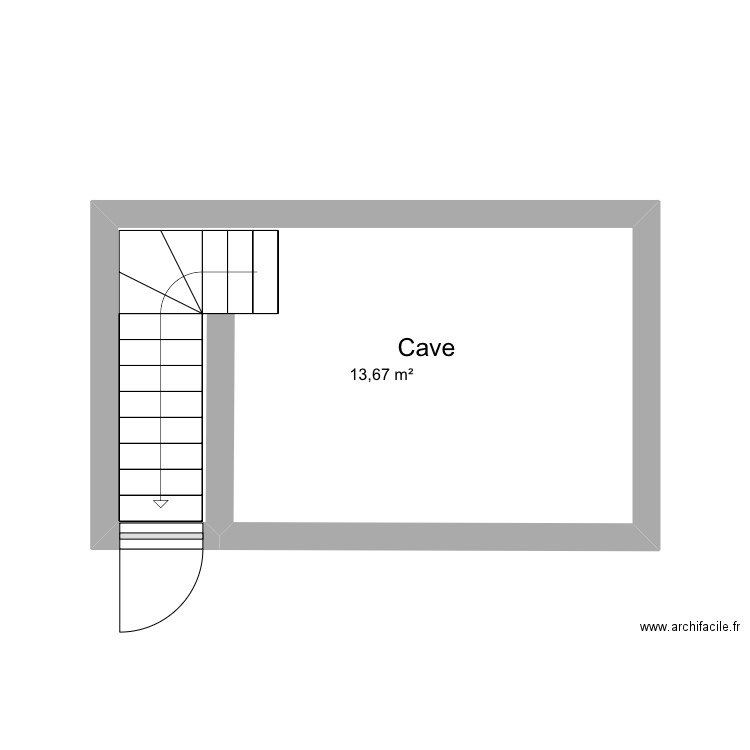 Benard cave. Plan de 1 pièce et 14 m2