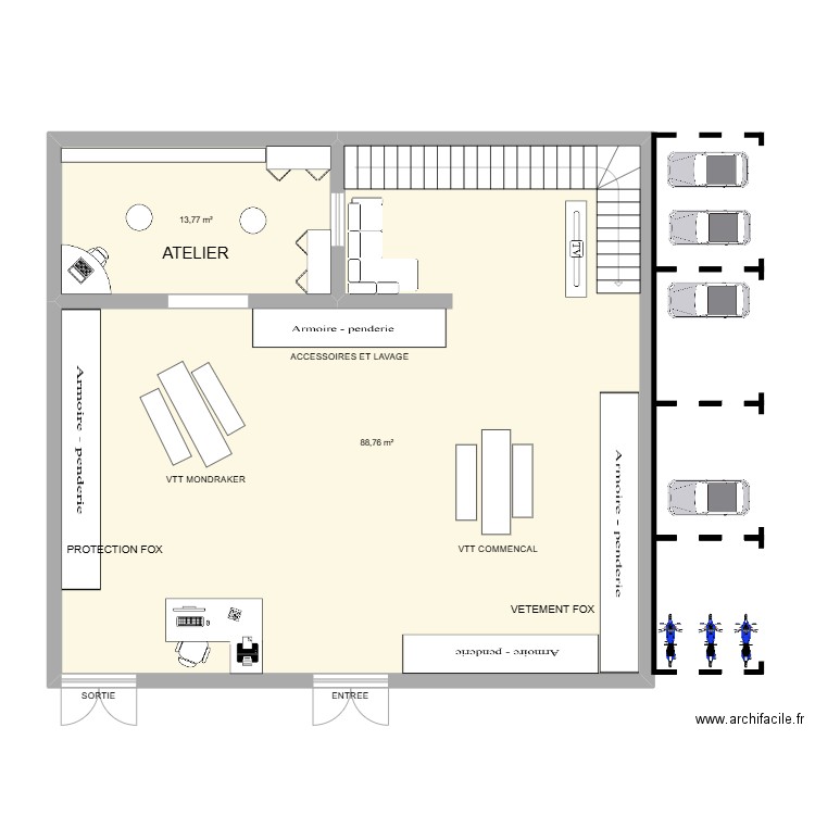 magasin ideal. Plan de 2 pièces et 103 m2