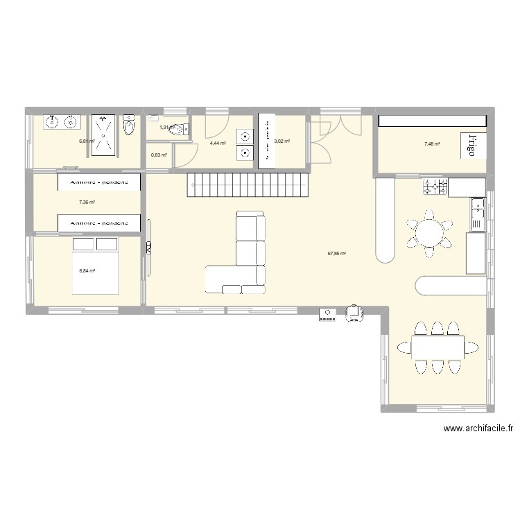 reve 1. Plan de 9 pièces et 108 m2