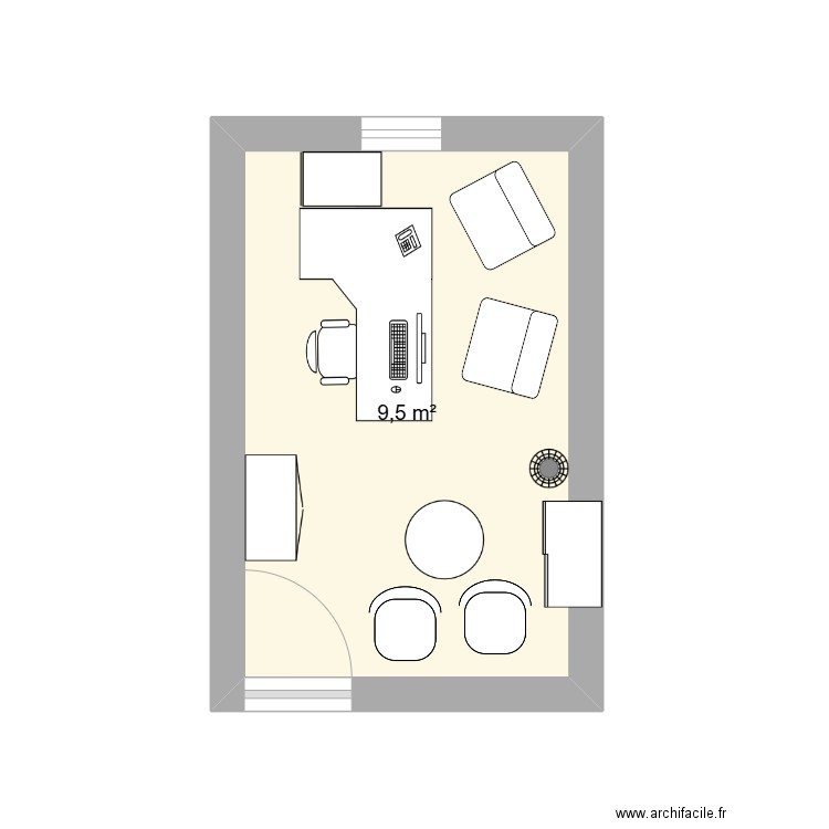 bureau necker 3. Plan de 1 pièce et 10 m2
