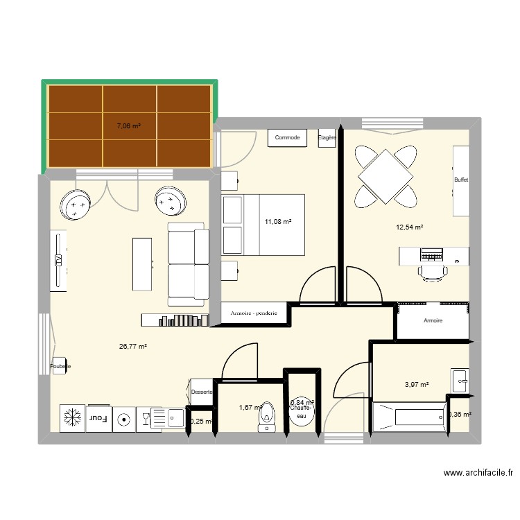 Apt T3 Les alizees V2. Plan de 9 pièces et 65 m2