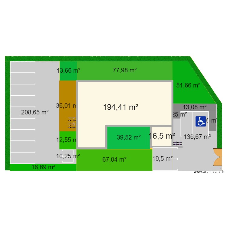 Projet cabinet kiné (plan actuel) Simulation 1. Plan de 2 pièces et 211 m2