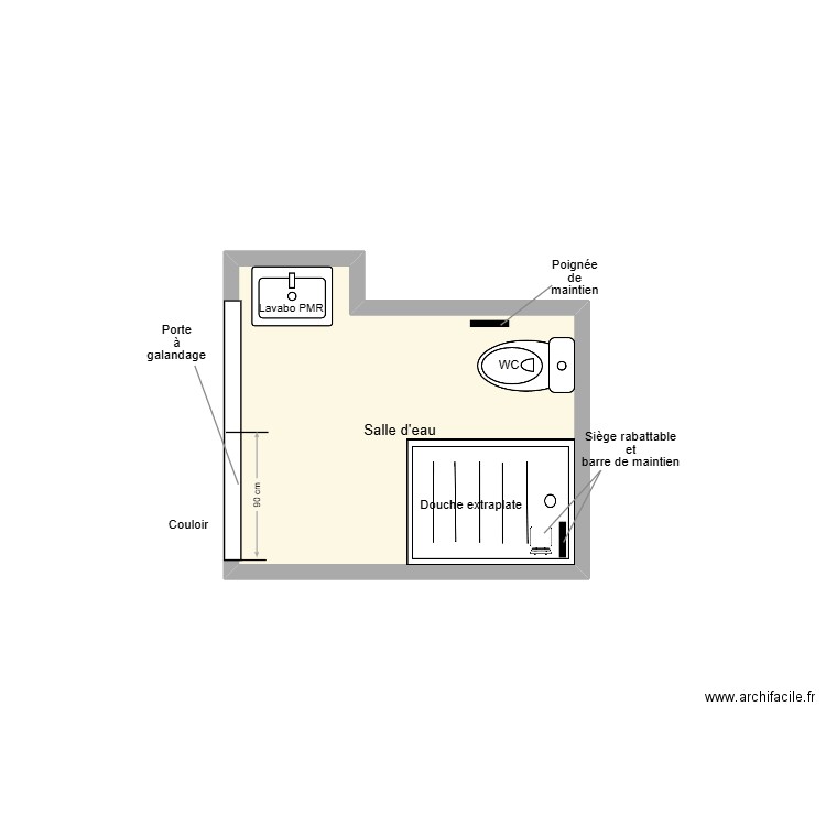 GONCALVES Manuel SDB adaptation. Plan de 1 pièce et 5 m2
