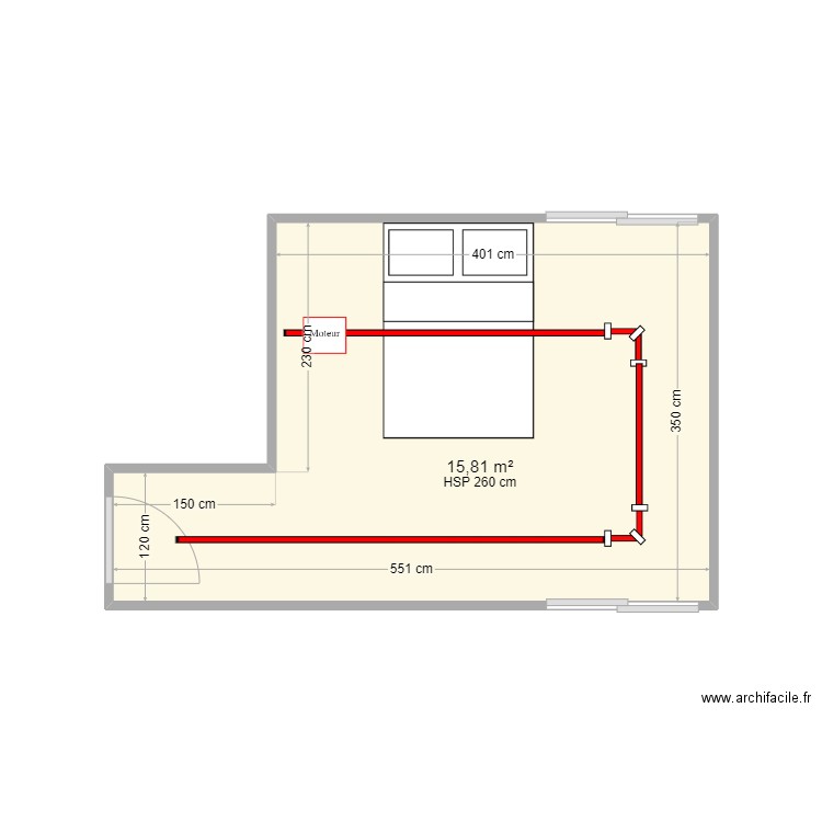 PALAUQUI. Plan de 1 pièce et 16 m2