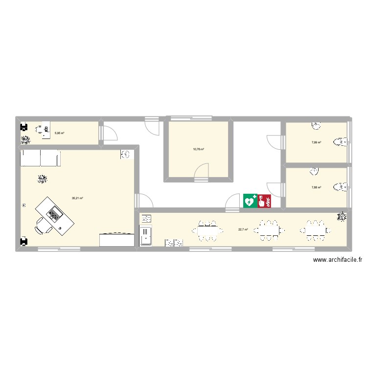 Base vie Projet. Plan de 6 pièces et 91 m2
