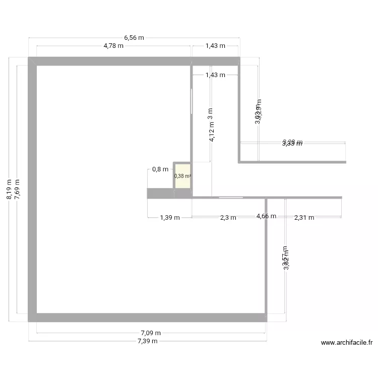 Pi&egrave;ce de vie. Plan de 1 pièce et 0 m²