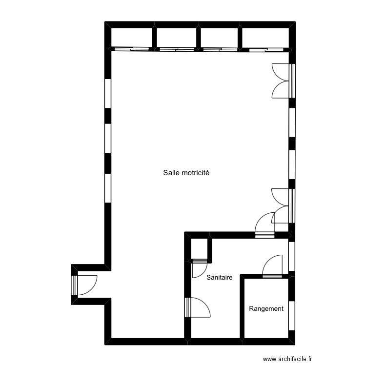 Salle motricité RDC. Plan de 8 pièces et 89 m2