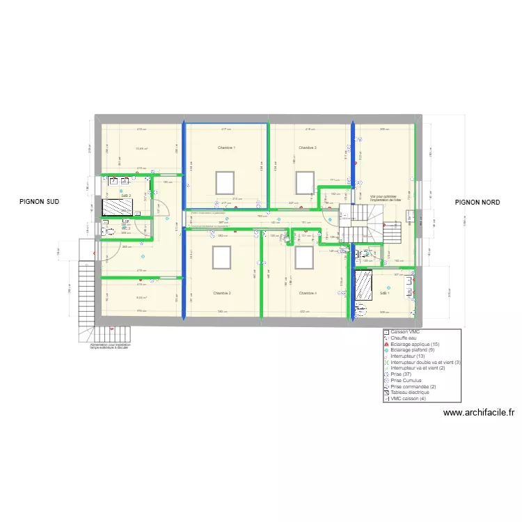 Plan implantation R+1 V3 Variante cloison CH4. Plan de 