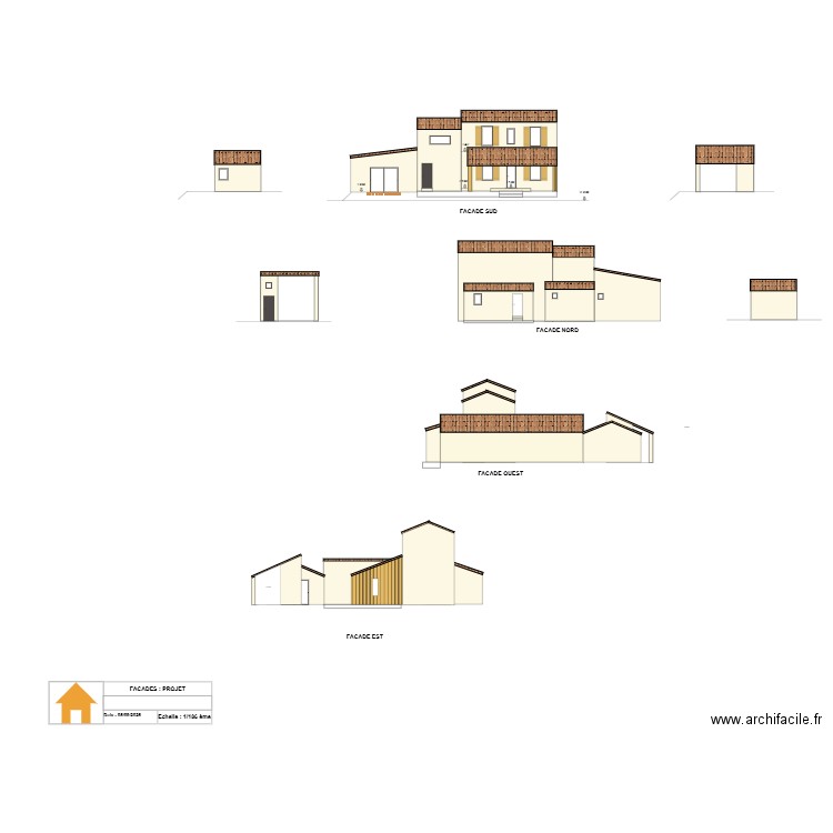 Plan façade après projet -. Plan de 0 pièce et 0 m2