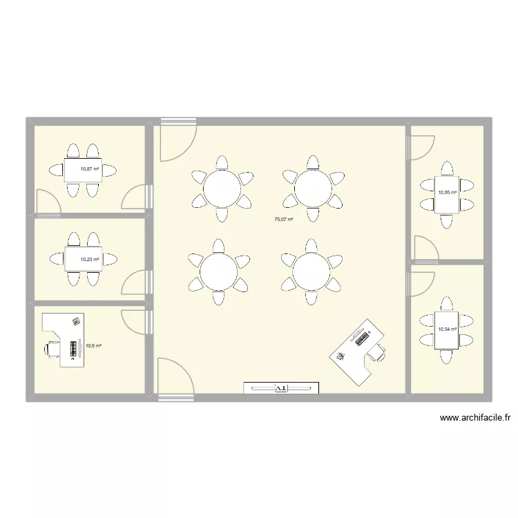 Salle PMM. Plan de 6  et 129 m²