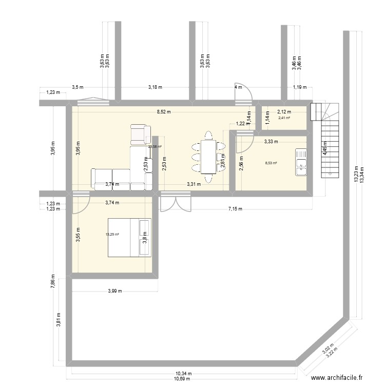 dar 2. Plan de 4 pièces et 54 m2