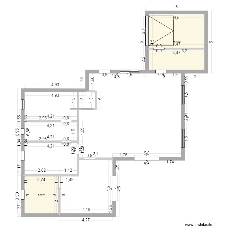 maison 1. Plan de 2 pièces et 28 m2