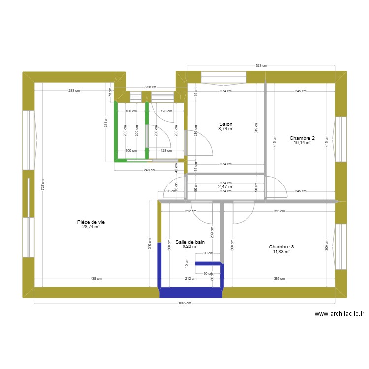 Projet 2 - Isolation/Placo - 60 r Saint Louis. Plan de 11 pièces et 73 m2