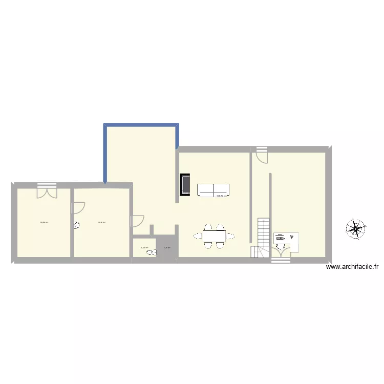 La fosse - V&eacute;randa. Plan de 5  et 151 m²