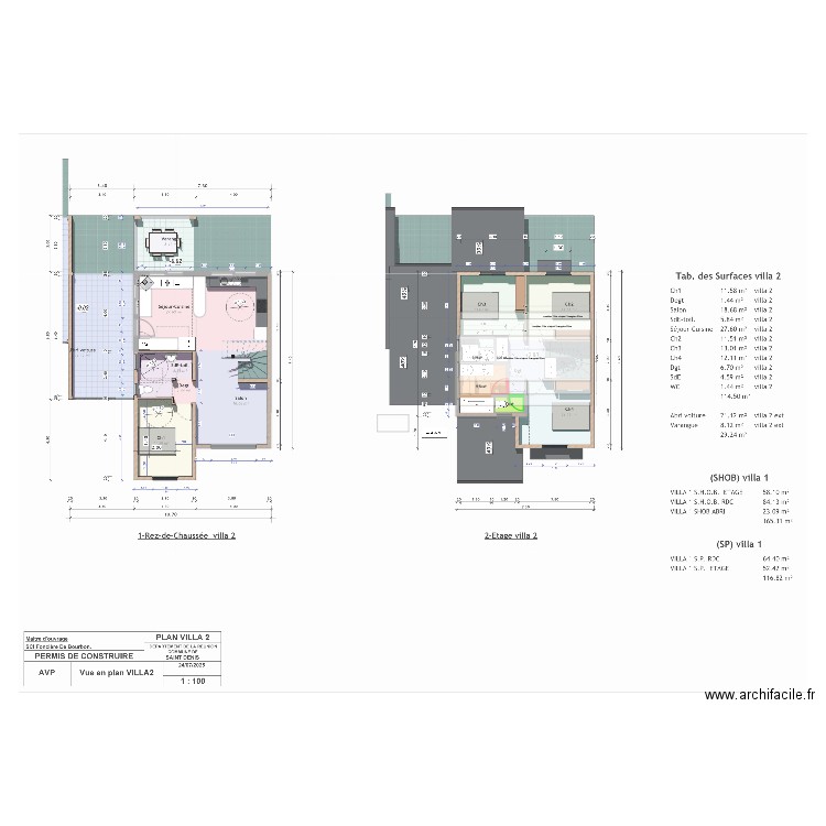 Esquisse 2 V3 Ter Combles. Plan de 4 pièces et 8 m2