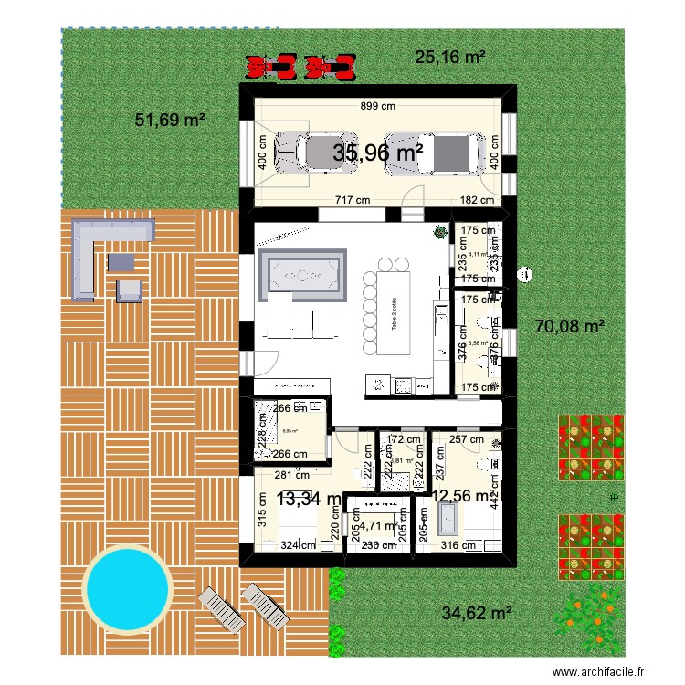 Maison 2. Plan de 8 pièces et 87 m2