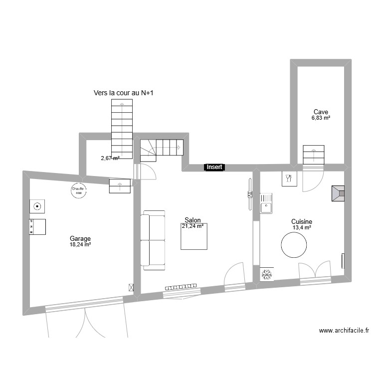 Lussauly. Plan de 5 pièces et 62 m2