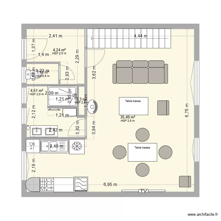 maison graville1etages. Plan de 5 Pièces et 46 m² maison graville1etages. Plan de 5 Pièces et 46 m²