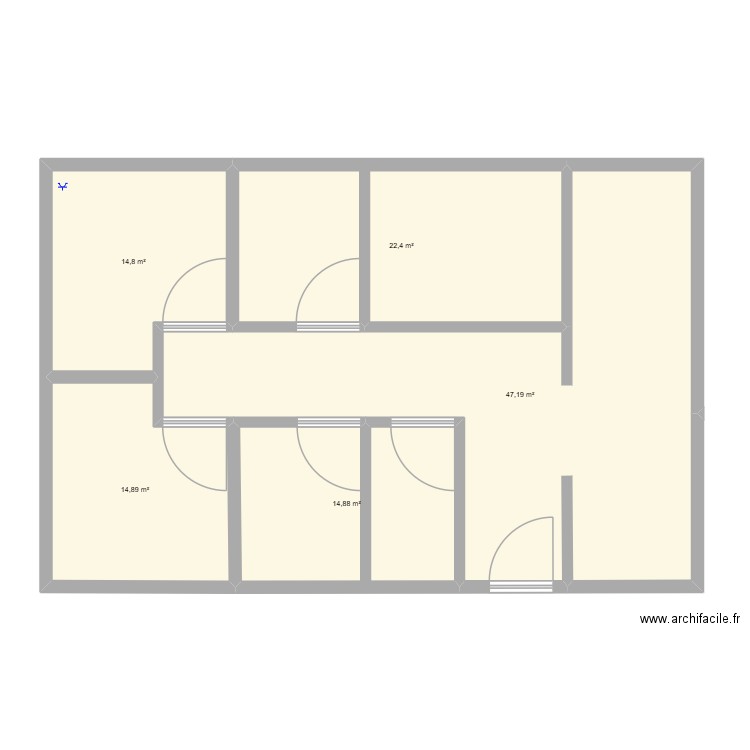 vie. Plan de 5 pièces et 114 m2