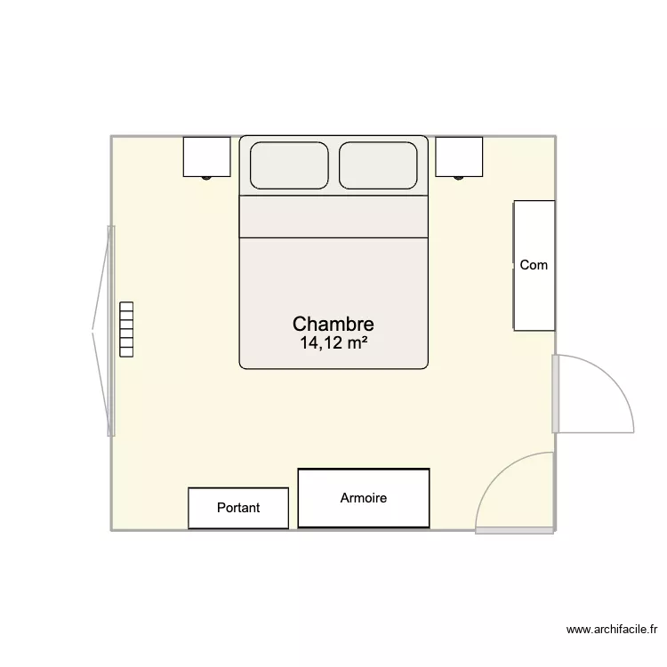 Chambre parents. Plan de 1 et 14 m² Chambre parents. Plan de 1 et 14 m²
