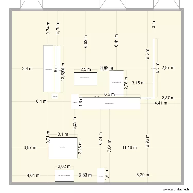 niveau 3 OPTION 2. Plan de 1  et 336 m²