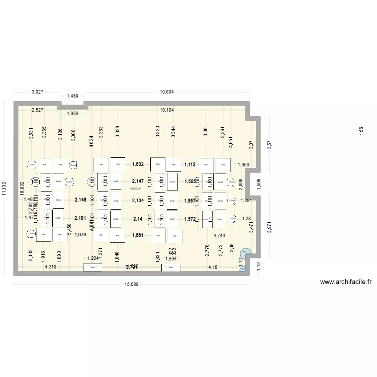 Atelier Chanel Bis. Plan de 1  et 159 m²