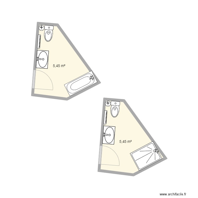 sdb C. . Plan de 2 pièces et 11 m2