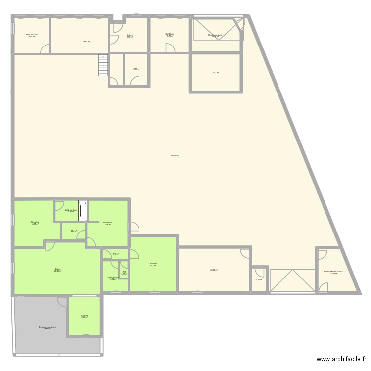 DUCLAUX. Plan de 22 pièces et 637 m2