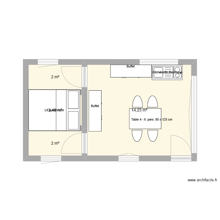 CABANE-CHALET. Plan de 4 pièces et 21 m2