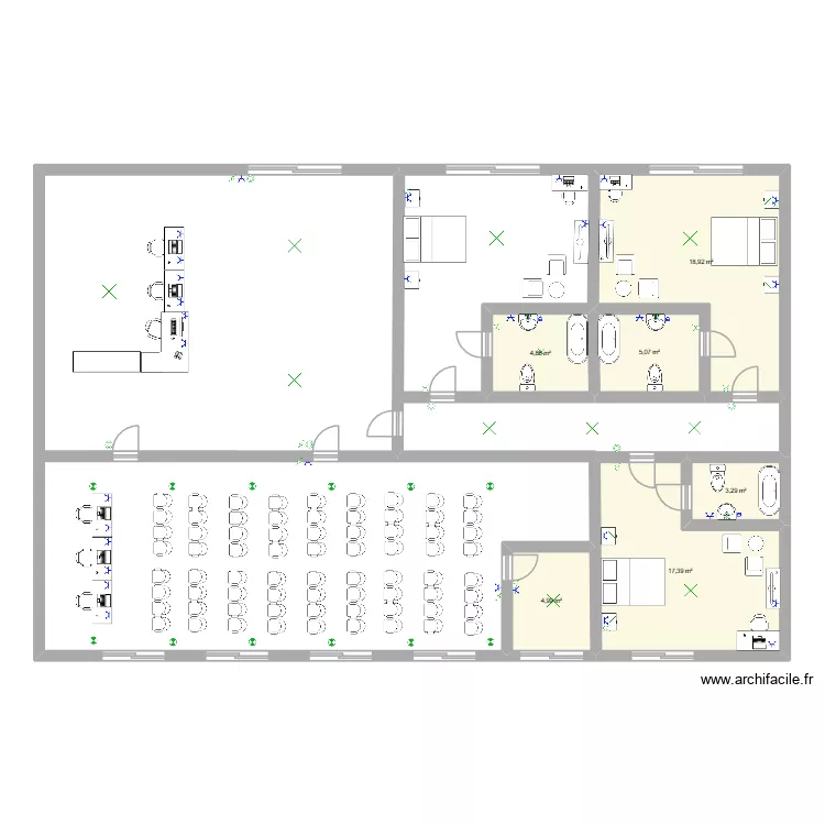 Noah. Plan de 6 pièces et 55 m²