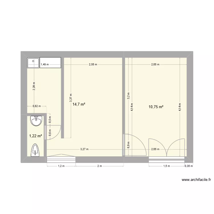 messadine. Plan de 3  et 27 m²