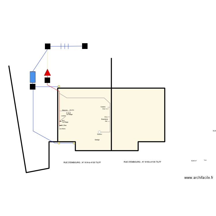 Perfido/Tilff. Plan de 2 pièces et 78 m2