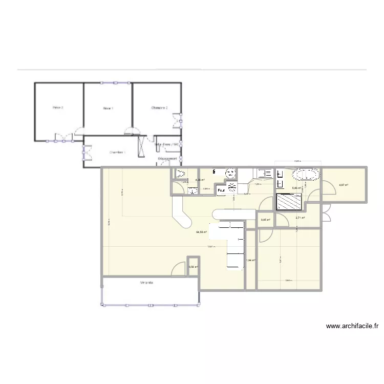 origine14. Plan de 8  et 86 m²