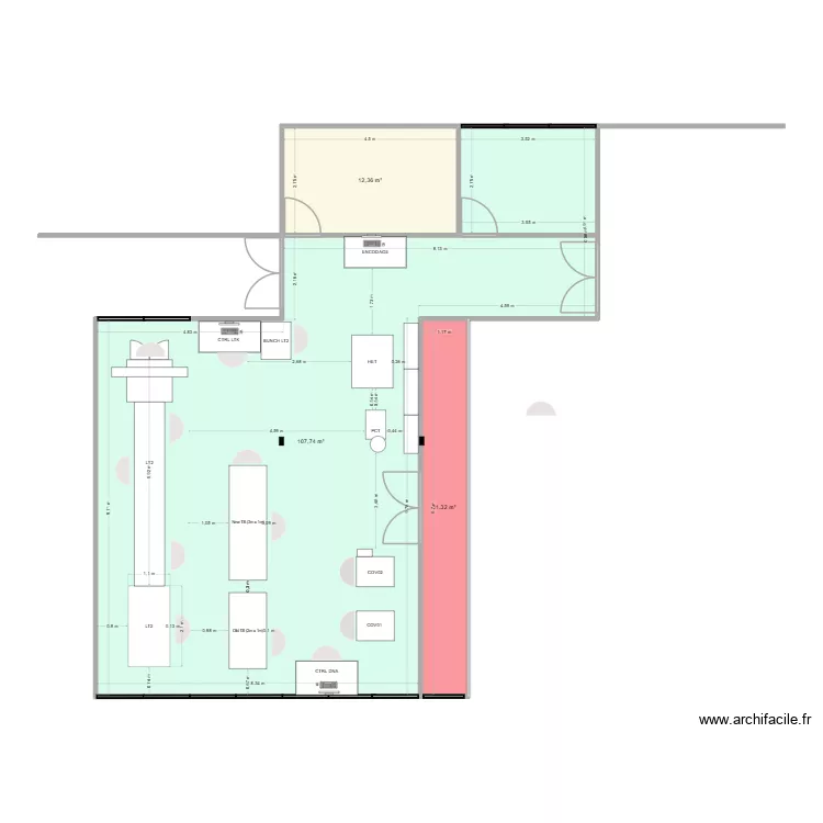 R&eacute;am&eacute;nagement Atelier. Plan de 3 Pièces et 131 m²