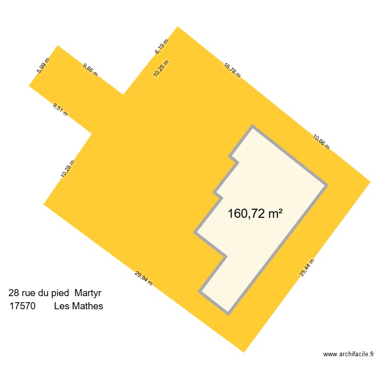 terrain et maison avec mesure cadastrale. Plan de 1 pièce et 161 m2