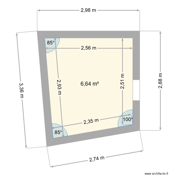 local technique. Plan de 1 pièce et 7 m2