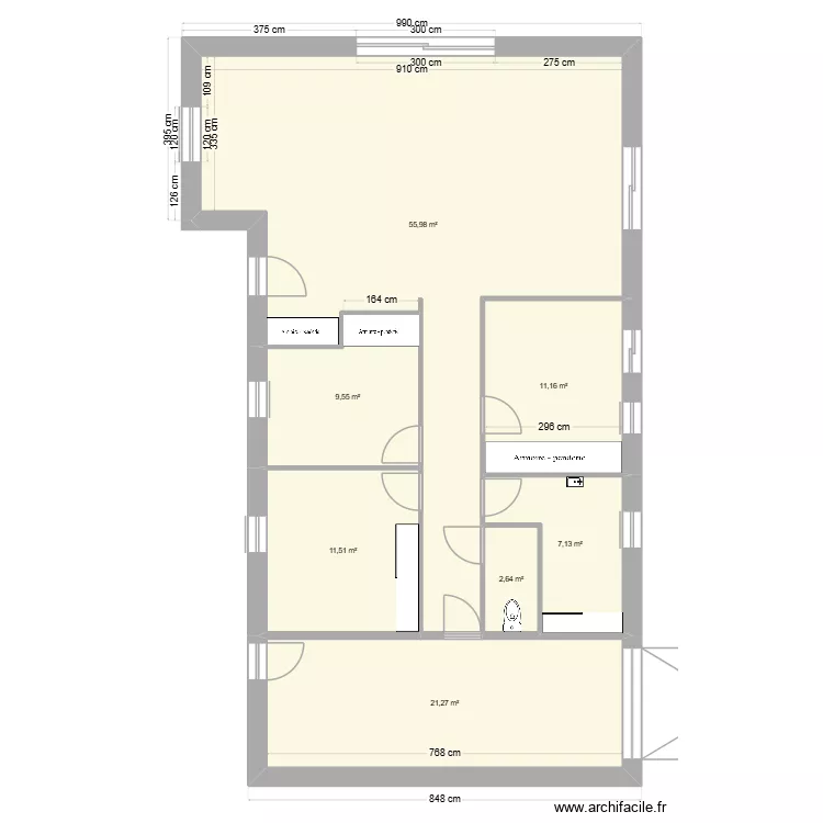 exercice 2. Plan de 7 pièces et 119 m²