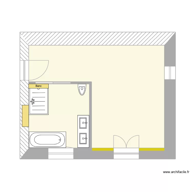 Chambre RDC. Plan de 1 Pièce et 29 m² Chambre RDC. Plan de 1 Pièce et 29 m²