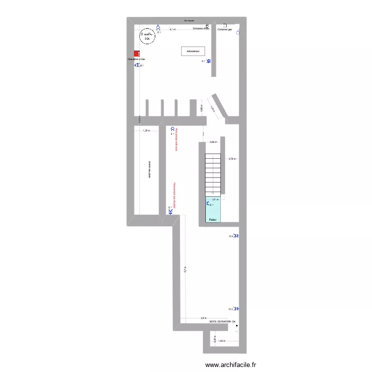 cave prise &eacute;lec. Plan de 