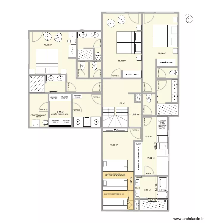 PLAN REZ-DE-JARDIN DU 15 JUILLET. Plan de 19  et 126 m²