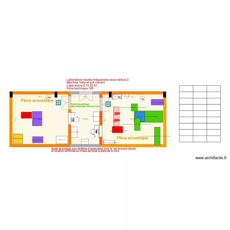 Labo hautes fr&eacute;quences sous cellule 2 V3. Plan de 