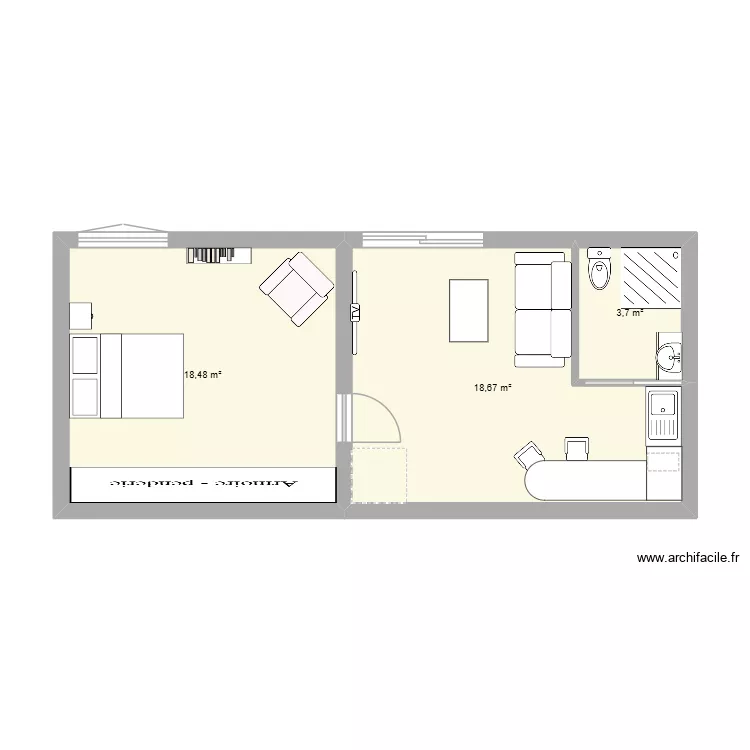 studio villefranche projet. Plan de 3  et 41 m²