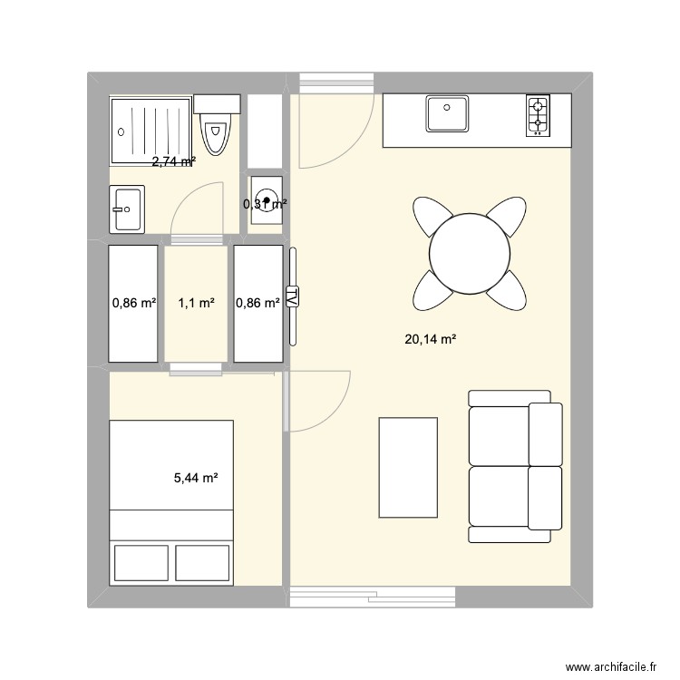 new plan. Plan de 7 pièces et 31 m2