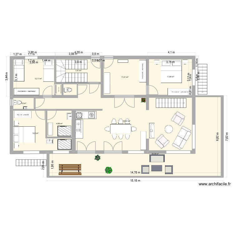 rez de chauss&eacute; gite fini. Plan de 0 pièce et 0 m2